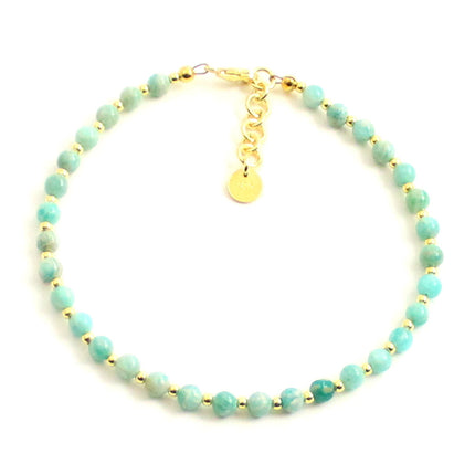 Amazonite Minimalist Green Anklet With Silver-4