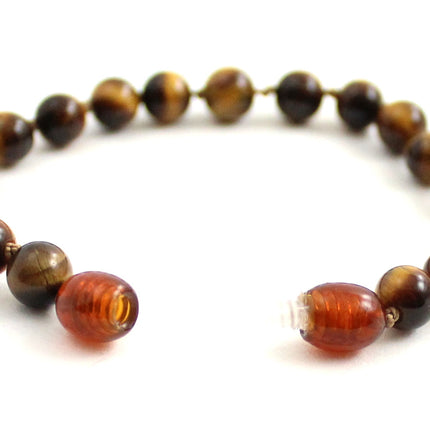 Tiger Eye Gemstone Knotted Brown Anklet Bracelet-3