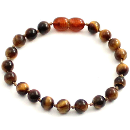 Tiger Eye Gemstone Knotted Brown Anklet Bracelet-0