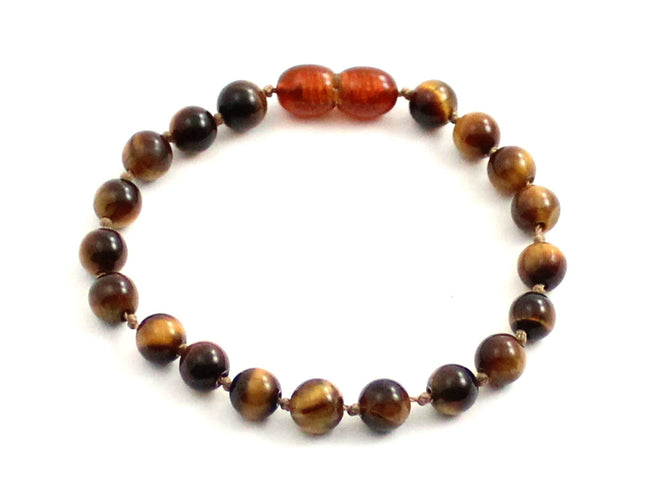 Tiger Eye Gemstone Knotted Brown Anklet Bracelet-0