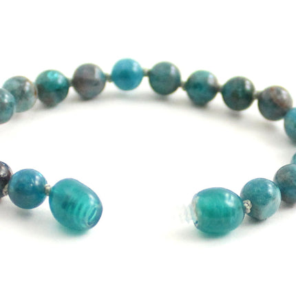 Apatite Gemstone Knotted Blue Anklet Bracelet-3