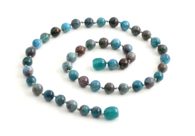 Apatite Gemstone Knotted Blue Necklace-0