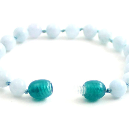 Aquamarine Gemstone Knotted Blue Anklet Bracelet-3
