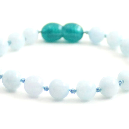 Aquamarine Gemstone Knotted Blue Anklet Bracelet-4