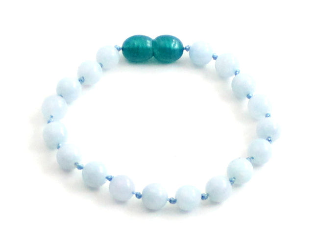 Aquamarine Gemstone Knotted Blue Anklet Bracelet-0