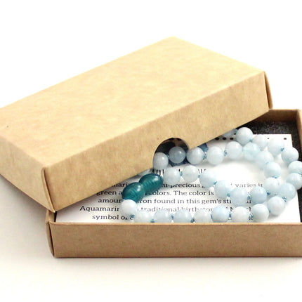 Aquamarine Gemstone Knotted Blue Necklace-1