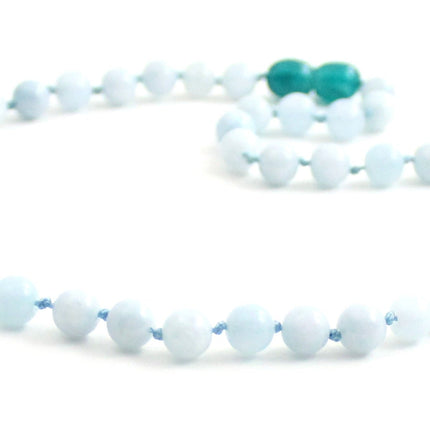 Aquamarine Gemstone Knotted Blue Necklace-2