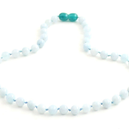 Aquamarine Gemstone Knotted Blue Necklace-3