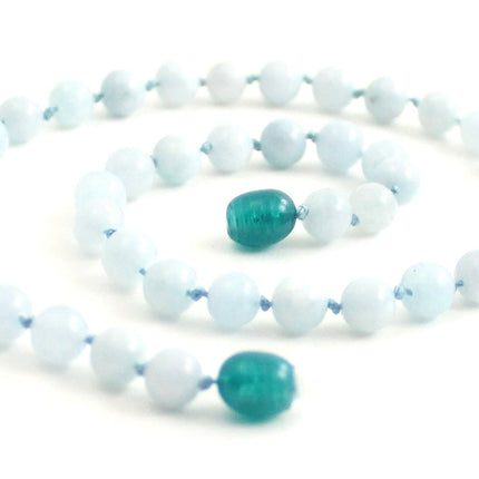 Aquamarine Gemstone Knotted Blue Necklace-0