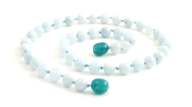 Aquamarine Gemstone Knotted Blue Necklace-0