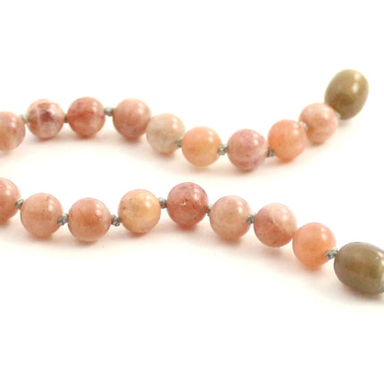 Sunstone Gemstone Knotted Pink Anklet Bracelet-2