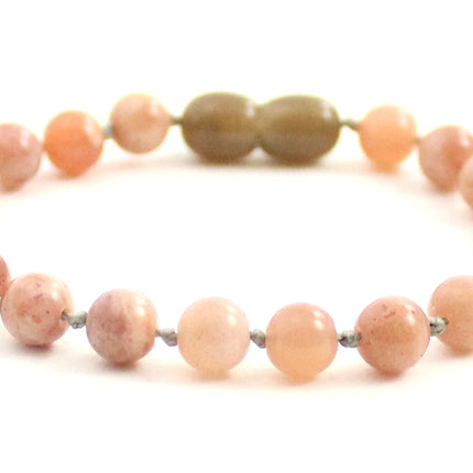 Sunstone Gemstone Knotted Pink Anklet Bracelet-4