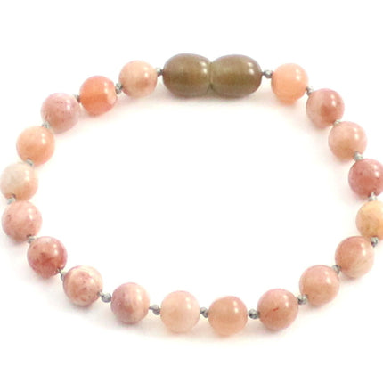 Sunstone Gemstone Knotted Pink Anklet Bracelet-0