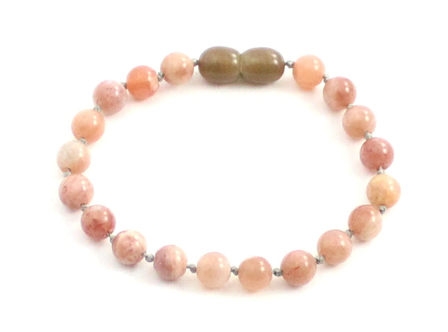 Sunstone Gemstone Knotted Pink Anklet Bracelet-0
