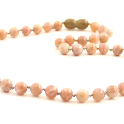 Sunstone Gemstone Knotted Pink Necklace-2