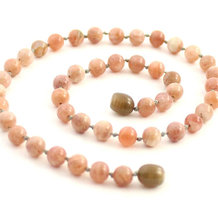 Sunstone Gemstone Knotted Pink Necklace-0