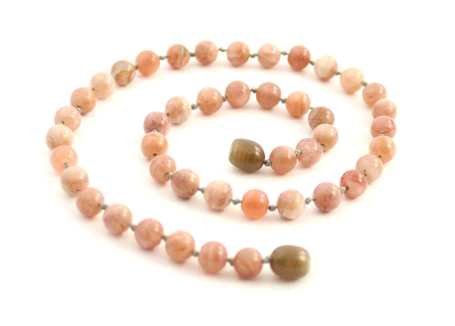 Sunstone Gemstone Knotted Pink Necklace-0