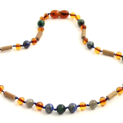NBBP-H3 Necklace With Hazelwood, Gemstones and Amber Cognac-2