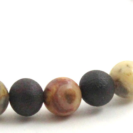 Amber Cherry Raw Stretch Bracelet With Crazy Agate Gemstone-2