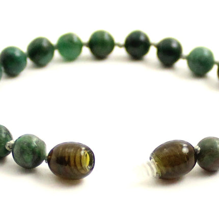 African Jade Gemstone Knotted Green Anklet Bracelet-3
