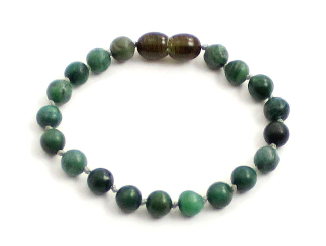 African Jade Gemstone Knotted Green Anklet Bracelet-0