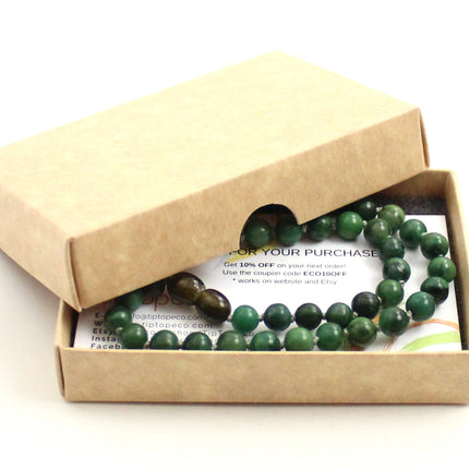 African Jade Gemstone Knotted Green Necklace-1