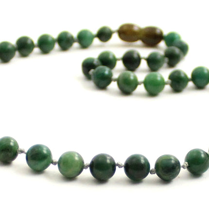 African Jade Gemstone Knotted Green Necklace-2