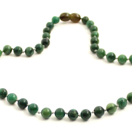 African Jade Gemstone Knotted Green Necklace-3