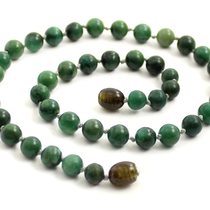 African Jade Gemstone Knotted Green Necklace-0
