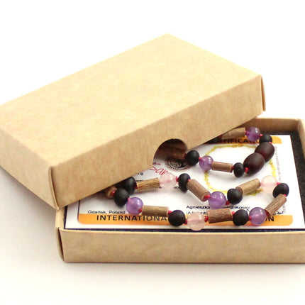 Necklace with Hazelwood, Amber Cherry and Gemstones-1