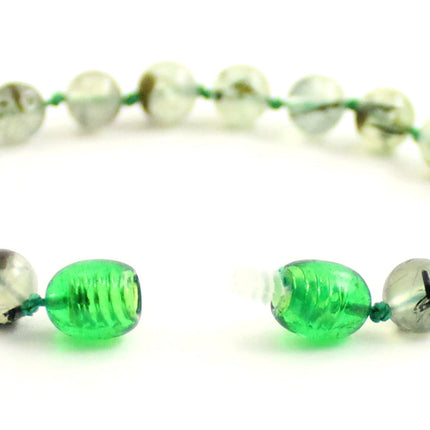 Prehnite Gemstone Knotted Light Green Anklet Bracelet-3