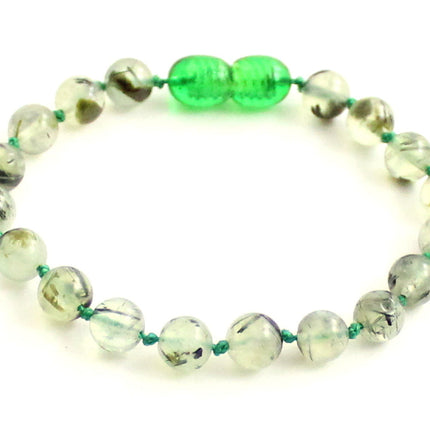 Prehnite Gemstone Knotted Light Green Anklet Bracelet-0
