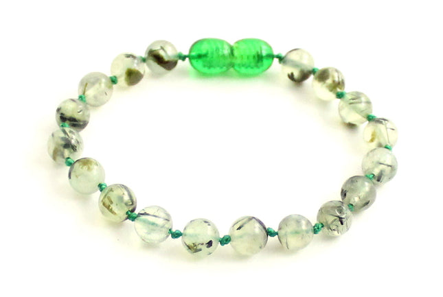Prehnite Gemstone Knotted Light Green Anklet Bracelet-0