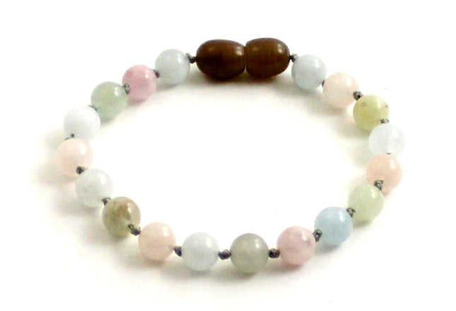 Morganite Gemstone Knotted Multicolor Anklet Bracelet-0