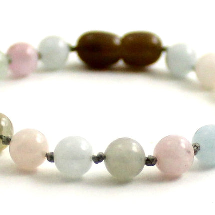 Morganite Gemstone Knotted Multicolor Anklet Bracelet-4