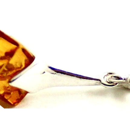 Baltic Square Cognac Pendant With Sterling Silver-2