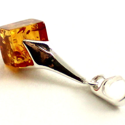 Baltic Square Cognac Pendant With Sterling Silver-3