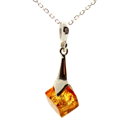 Baltic Square Cognac Pendant With Sterling Silver-0