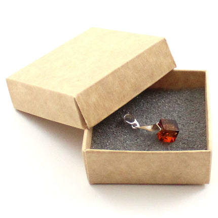 Baltic Square Cognac Pendant With Sterling Silver-1