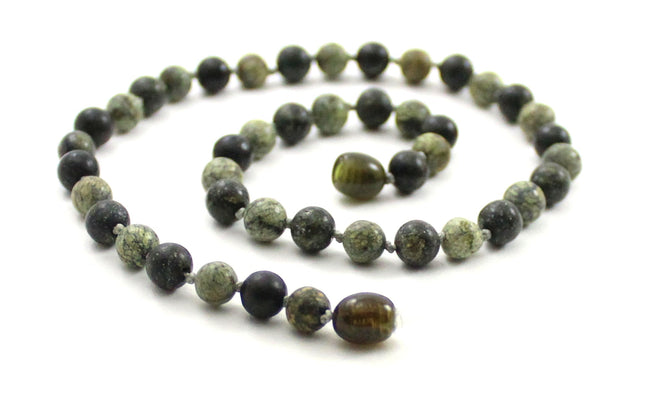 Serpentine Gemstone Green Knotted Necklace-0