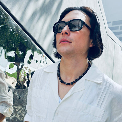 Obsidian With Black Lava Stone Men's Necklace MEN15-4