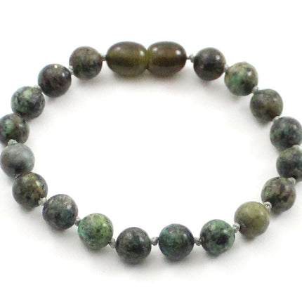 African Turquoise Gemstone Knotted Green Bracelet Anklet-0