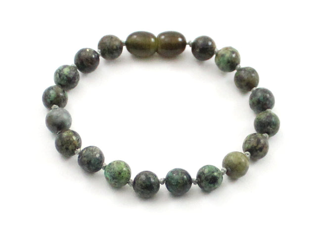 African Turquoise Gemstone Knotted Green Bracelet Anklet-0