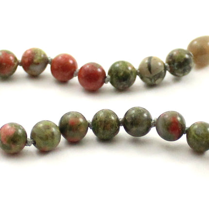 Unakite Gemstone Knotted Green Anklet Bracelet-2