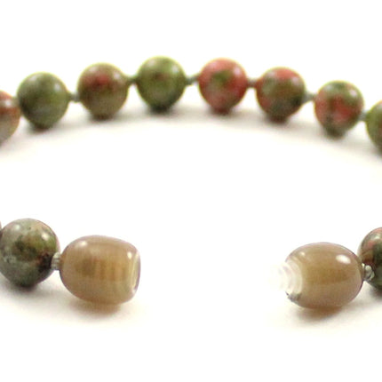 Unakite Gemstone Knotted Green Anklet Bracelet-3