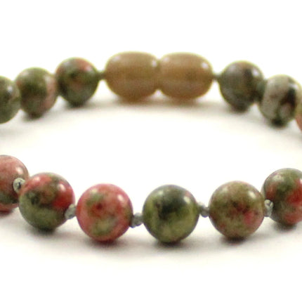 Unakite Gemstone Knotted Green Anklet Bracelet-4
