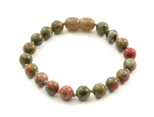 Unakite Gemstone Knotted Green Anklet Bracelet-0