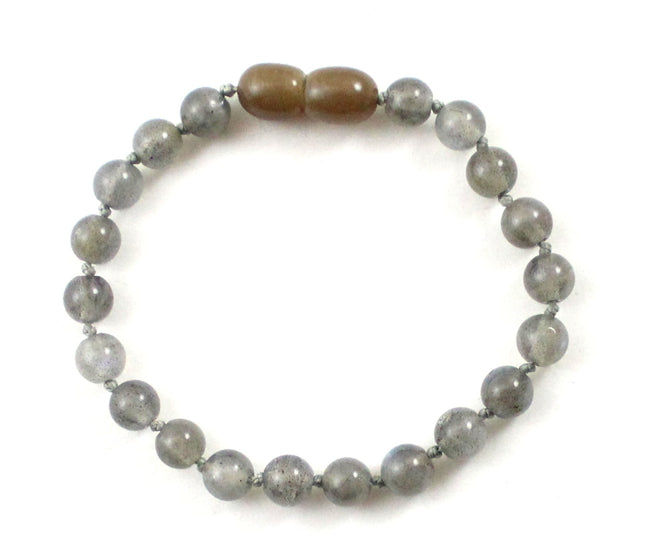 Labradorite Gemstone Knotted Gray Anklet Bracelet-0