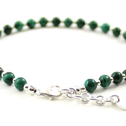 Malachite Minimalist Green Anklet With Silver-2
