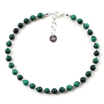 Malachite Minimalist Green Anklet With Silver-0